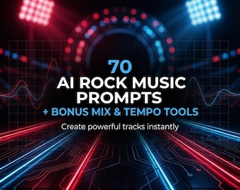 70 Rock AI Music Prompts + Bonus Rhythm & Mix Tools | Suno / Udio | Power, Stadium, Emotional, Tribal, Dark Rock Pack