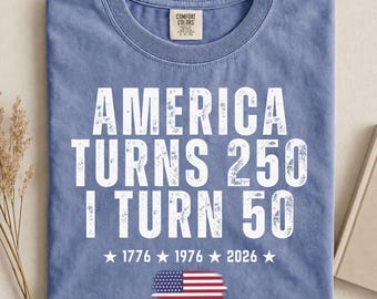 Retro 50th Birthday Shirt 1976 Comfort Colors® America Turns 250th Tee, 50th Birthday Gift, Patriotic Birthday Shirt 2026, 1976 Birthday