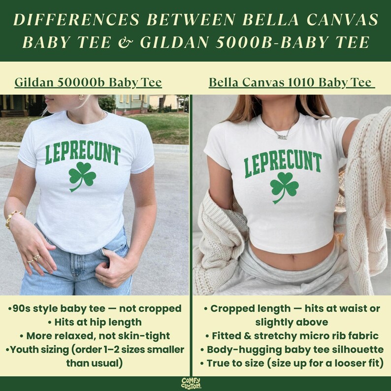 Leprecunt Baby Tee Y2k Irish Shirt Funny Shamrock Baby Tee Cute St Patricks Day Baby Tee Women's St Paddy Outfit Green Party T Shirt image 9