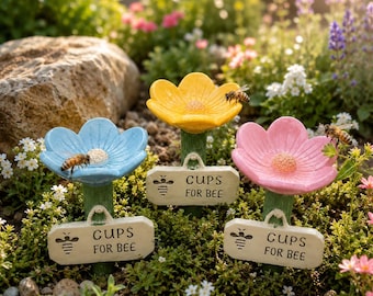 Station d'abreuvement pour abeilles en forme de fleur, abreuvoir et mangeoire pour abeilles pour le jardin, Arrêt de flaque d'eau pour papillons, Décoration de jardin écologique