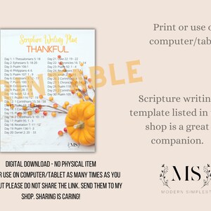 November 30 Day Downloadable Scripture Writing plan - Thankful - Grateful - Printable