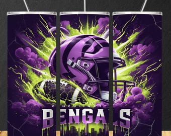 Bengal Football 20oz Skinny Tumbler Wrap PNG Sport Team Sublimation Wrap, Design per tumbler per il giorno della partita, File digitale stampabile, Download immediato