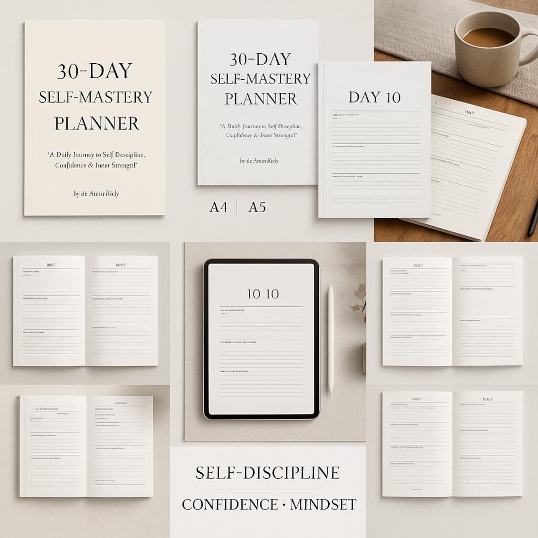Discipline Planner 30-day Self-mastery Planner | A4 + A5 + iPad | Daily Self-discipline ...