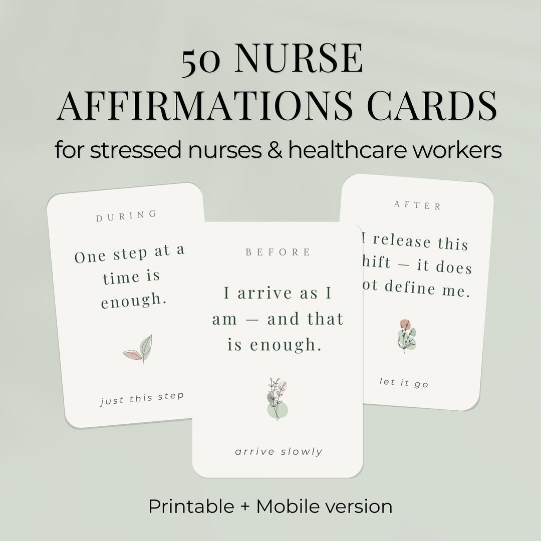 Nurse Affirmation Cards Printable Nurse Burnout Self Care Healthcare ...