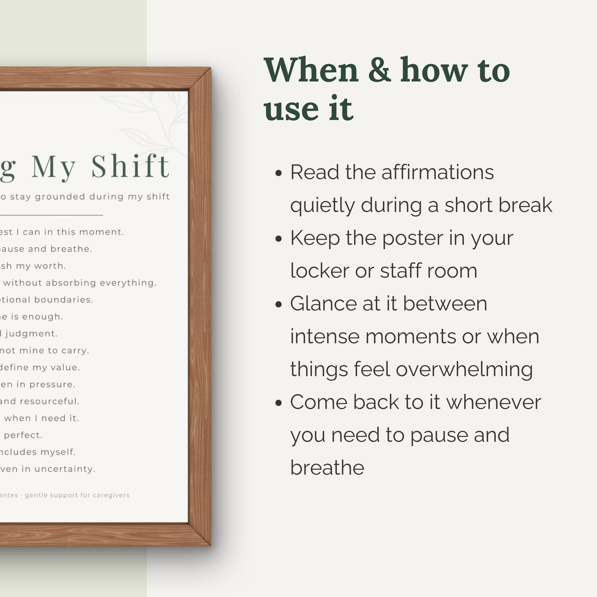 Nurse During My Shift Affirmations Poster Burnout Self Compassion ...