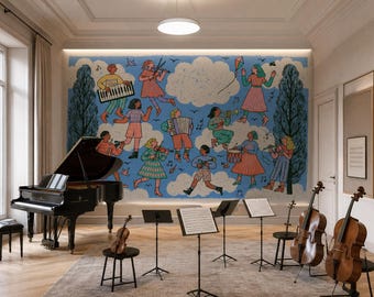 Custom Music School Mural Wallpaper | Children’s Music Academy Wall Decor