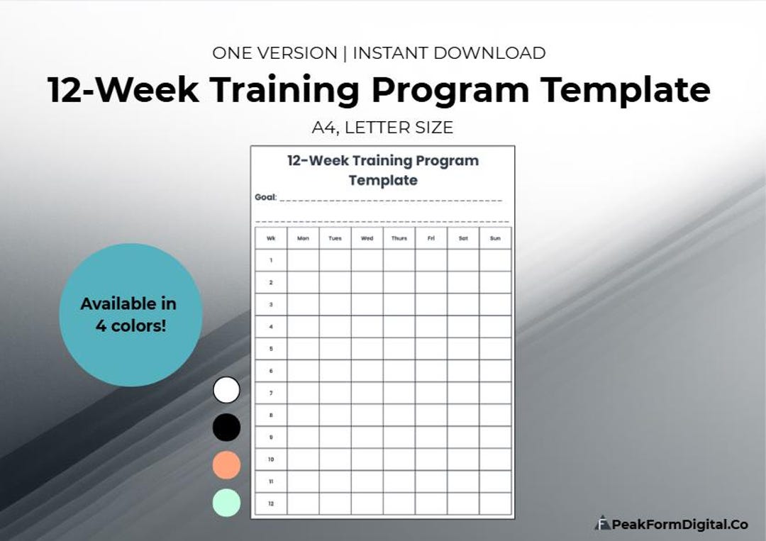 12 Week Training Program Template | Workout Plan Printable | Fitness ...