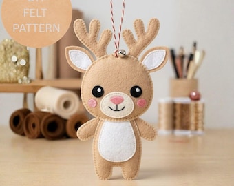 Felt Reindeer Ornament Sewing Pattern | Hand-Stitched Christmas | Beginner PDF