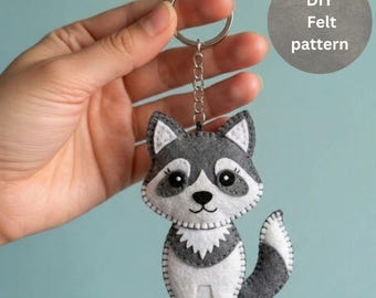 Patrón Costura Mapache Fieltro PDF | Costura a Mano para Principiantes | Animal Relleno DIY | Descarga Digital Instantánea