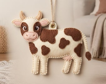 Patron Couture Vache Feutrine PDF, Ornement Animal Ferme DIY Noël, Téléchargement Numérique Débutant