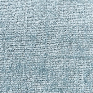 May include: Close-up of a light blue rug with a textured, looped pile. The rug's surface is a consistent color, with subtle variations in tone. The texture appears soft and inviting, suitable for home decor.