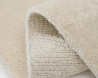 9x12' Handloom Cream Wool Area Rug | Handmade Neutral Area Rug | Minimalist Ivory Carpet | Modern Living Room Rug | Custom Size