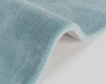 Hand Tufted Light Blue Wool Rug, Modern Solid Area Rug, Plush New Zealand Wool Carpet, Minimalist Living Room Decor