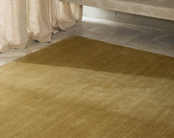 Hand-Tufted Maize Wool Rug, Modern Solid Area Rug, Golden Yellow Neutral Carpet, Minimalist Home Decor, Custom Size Living Room Bedroom Rug
