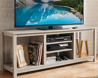 Tv-standaardplan, houtbewerkingsplan, doe-het-zelfplannen, console, houten standaard, eenvoudig te bouwen meubels, moderne tv-standaard, bouwplan, directe pdf-download