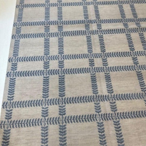 12×15ft Hand Knotted Oushak Rug, Muted Blue and Beige Grid Area Rug, Modern Geometric Leaf Pattern Wool Rug for Living Room or Bedroom.