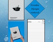 Printable Notebook PDF 25 Pages, Destination Theme, Instant Digital Download, Travel Journal, 8.5x11