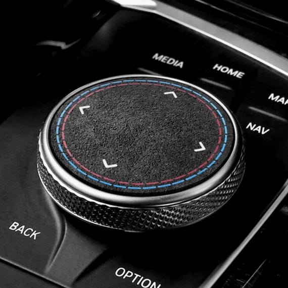 Alcantara Multimedia Knob Trim for BMW – LHD/RHD Interior Sticker Cover