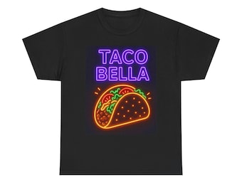 T-shirt met neon print Taco Bella | Speels foodieshirt