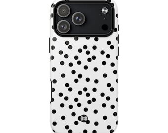 Funda magnética resistente para iPhone con estampado de lunares negros / Funda protectora de doble capa