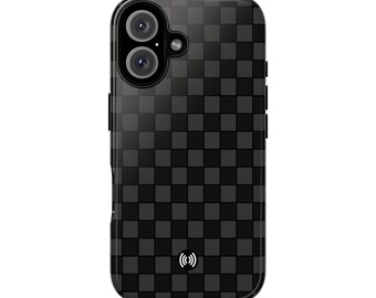 Black Checkered Phone Case for iPhone & Samsung | Sleek Minimalist iPhone Cover | Cellfinds