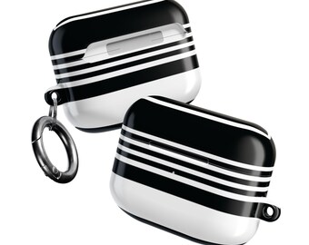 Estuche para AirPods con rayas blancas y negras / Líneas monocromáticas minimalistas