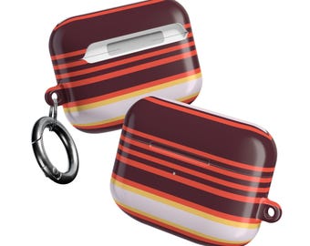 Estuche para AirPods con diseño retro de rayas de atardecer / Rojo, naranja y amarillo