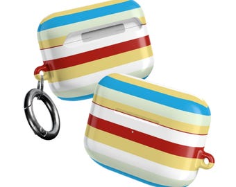 Estuche para AirPods con rayas horizontales retro / Rayas vintage coloridas