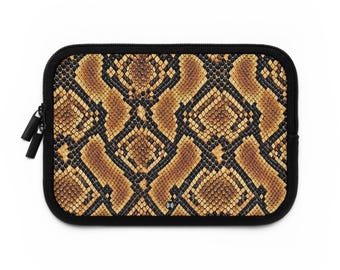 Funda para portátil con estampado de piel de serpiente marrón / Estampado animal, textura de imitación de reptil