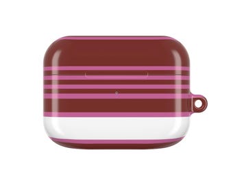 Estuche para AirPods con rayas rosa vino / Rayas blancas rosa granate