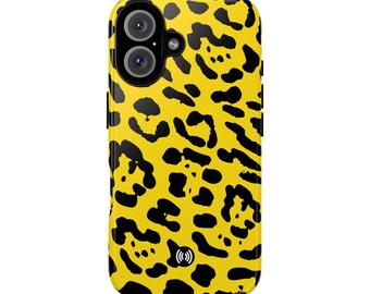 Yellow Leopard Print Protective Phone Case for iPhone & Samsung