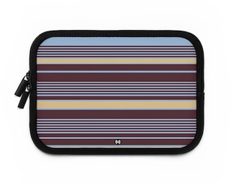 Funda para portátil con estampado de rayas retro / Líneas horizontales multicolores