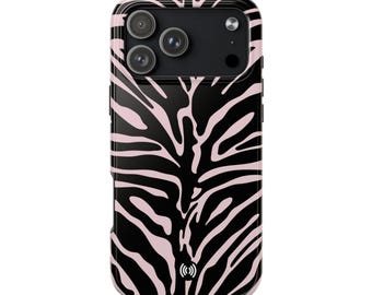Funda para teléfono con estampado de cebra rosa / Fundas resistentes para teléfono