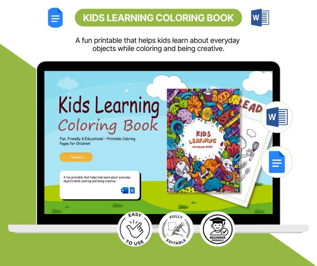 Kids Learning Coloring Book, Educational Toddler Activity (digital ...