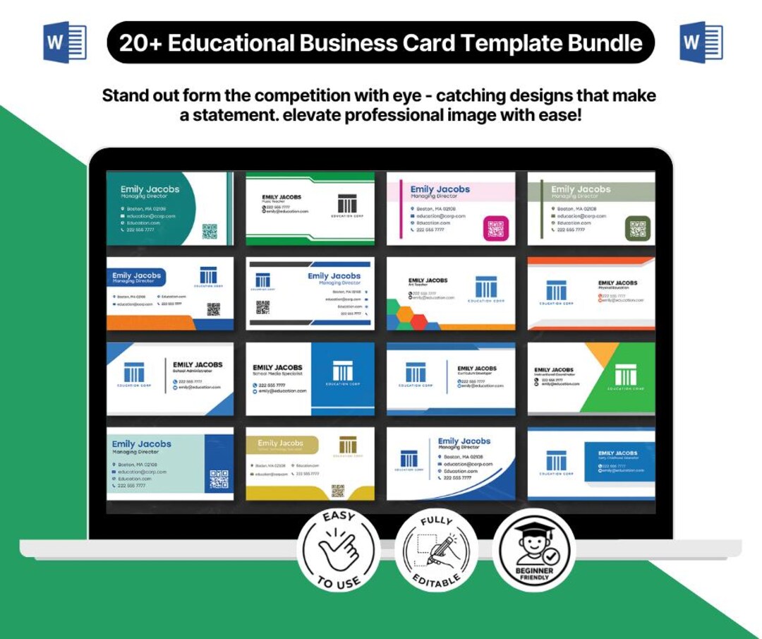 20+ Educational Business Card Templates for Teachers, School Admin ...