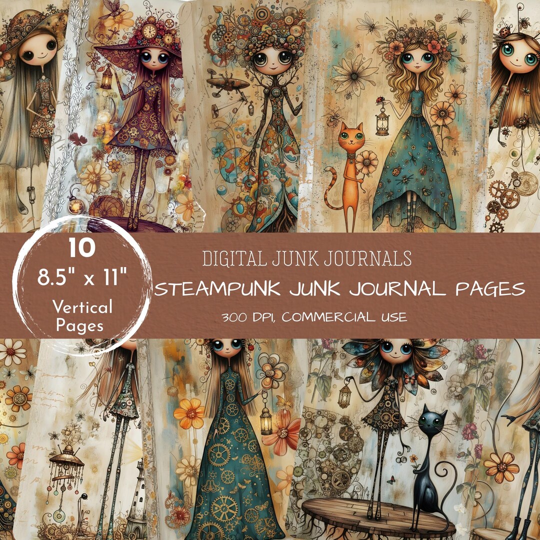Steampunk Junk Journal Paper | Victorian Printable | Mechanical ...