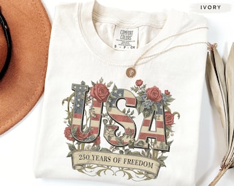 Comfort Colors® Retro Usa 250 Shirt, Independence Day Shirt, Celebrate 250th Anniversary Shirt Usa Flag Tee 4th of July Shirt Patriotic Gift