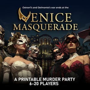 Venetian Masquerade Murder Mystery Game, Masked Costume Party Game, Whodunit Detective Clue Sleuth Large Group Game Unsolved Case Party Idea
