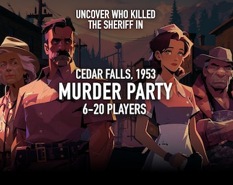 Small Town Murder Mystery Game Kit, Birthday Dinner Party Game, Adult Printable Murder Mystery Party 1950s 6-20 Players Host Can Play