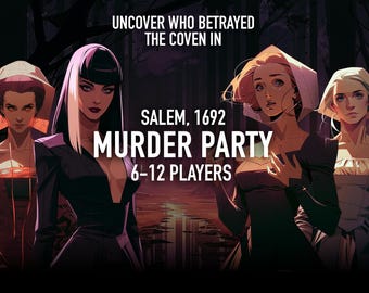 Witchy Murder Mystery Game, 1692 Salem Witch Trial Party Game for Ladies, Spooky Halloween Investigation Adult Dinner Party Whodunnit Theme