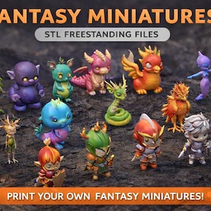 File STL  Bundle Miniature Fantasy Chibi – 10 Modelli STL – Personaggi e Creature – File per Stampa 3D – Pacchetto Miniature Originali