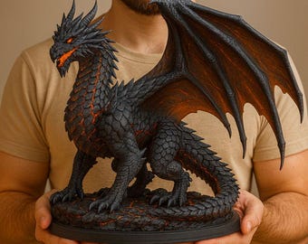 Volcano Dragon STL File – for 3D Printers | Fantasy Model | Commercial License