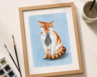 Retrato de mascota personalizado pintado a mano, retrato de mascota en acuarela personalizado a partir de una foto de mascota, arte conmemorativo para mascotas, retratos de perros/gatos pintados.