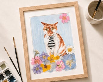 Retrato de mascota personalizado pintado a mano, retrato de mascota en acuarela personalizado a partir de una foto de mascota, arte conmemorativo para mascotas, retratos de perros/gatos pintados.