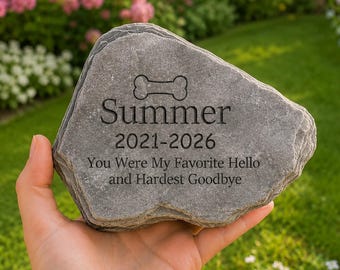 Piedra conmemorativa personalizada con retrato de mascota, piedra de pizarra con huella de pata de perro personalizada, homenaje grabado a un gato, monumento de piedra de pizarra natural, recuerdo de mascota
