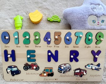 Rompecabezas de madera personalizado con nombre, juguete Montessori para bebé, regalo de primer cumpleaños