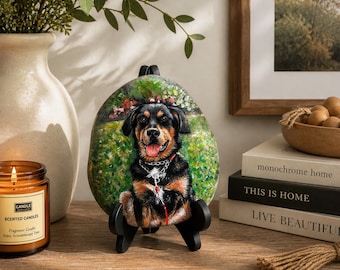 Retratos personalizados de mascotas en piedra, guijarro fotográfico personalizado para mascotas, retratos de perros/gatos pintados a mano, pintura artística sobre piedra de río natural para mascotas.
