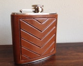 Flask | Hand Tooled Leather | Chestnut Chevrons