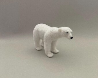 Needle Felted White Polar Bear Figurine