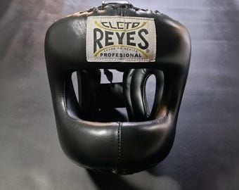 Cleto Reyes zwart leren bokshoofddeksel – sparringbeschermer voor het hele gezicht